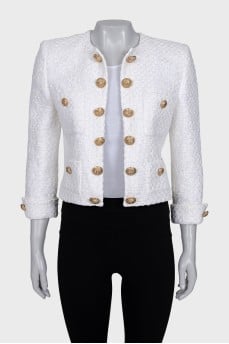Tweed jacket without fastening