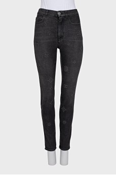 Grey embossed jeans