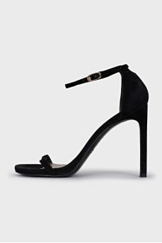 Textile stiletto heeled sandals