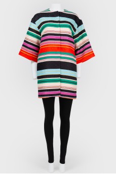 Striped coat with short sleeve