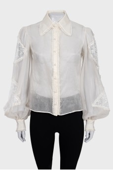 Transparent blouse with lace