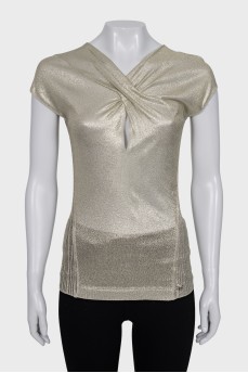 Gold T-shirt with gathers