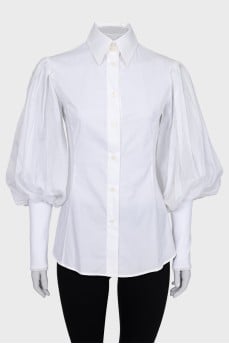 Fitted shirt with translucent sleeves