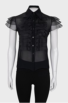 Silk blouse with ruffles and buttons
