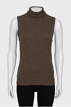 Cashmere vest with collar