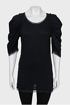 Black blouse with raw edges