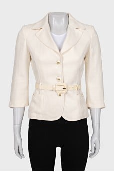 Linen jacket with belt