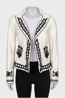 White jacket with black trim