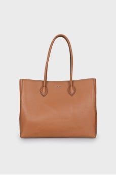 Brown leather tote