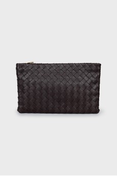 Woven leather clutch