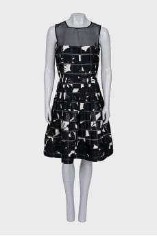 Fitted dress with transparent top