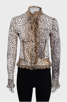 Animal print hook and loop jacket