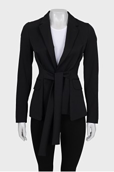 Fitted wool jacket with ties