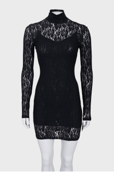 Black lace dress with collar