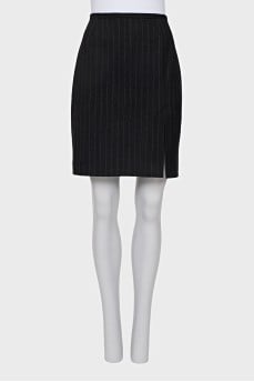 Pinstripe skirt with slit