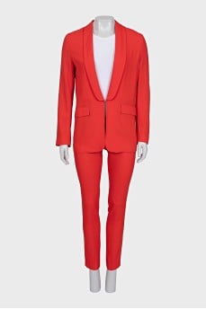 Suit of trousers and jacket on a hook