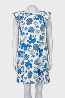 Printed dress with short sleeves