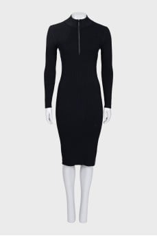Black ribbed dress with stripes