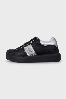 Black sneakers with rhinestones