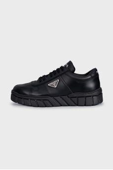 Men's Leather Sneakers with Metal Logo