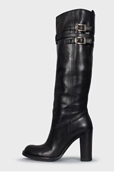 Black leather boots