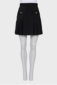 Wool skirt with golden logo