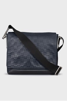 Men's leather bag with branded embossing