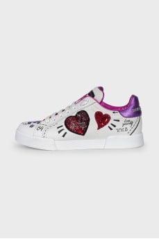 Portofino Sneakers with Embroidery and Sequins