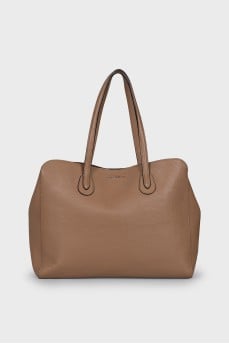 Brown leather tote