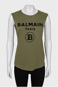 Green T-shirt with embossed print