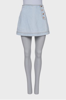 Denim shorts-skirt with pockets