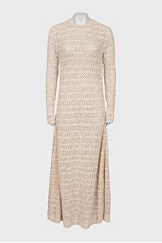 Knitted maxi dress with button