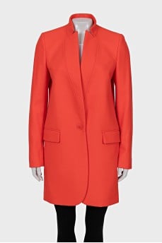 Wool and cashmere coat with button