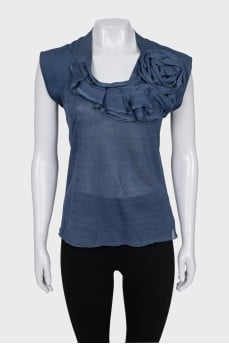 Blue mesh blouse