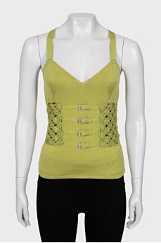 Green top with knitted elements
