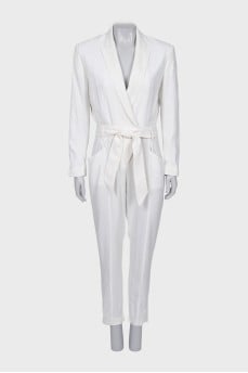 White jumpsuit with belt