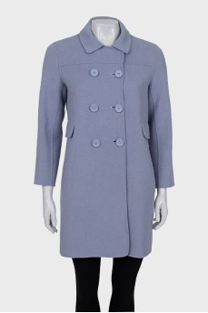 Purple Double Breasted Wool Coat