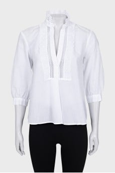 White striped shirt with lace