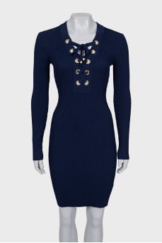 Ribbed dress with ties
