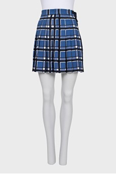 Plaid pleated skirt with ties