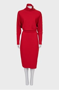 Red Wool Bodycon Dress
