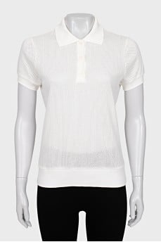 Semi-sheer polo shirt with buttons