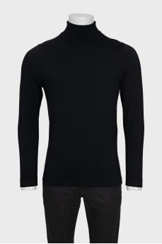 Men's black wool turtleneck
