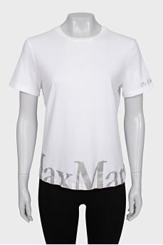 Straight T-shirt with silver print