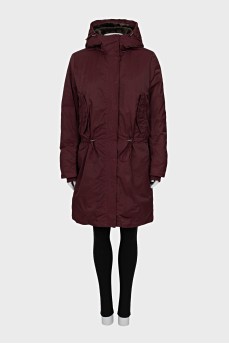 Parka with a detachable drawstring hood