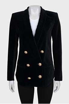 Velvet jacket with accent buttons