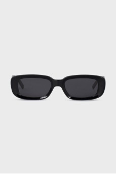 Black rectangular frame sunglasses