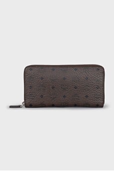 Brown wallet with signature print