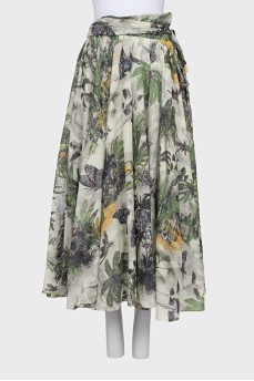Full printed skirt with ties