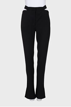 Black flared trousers with slits